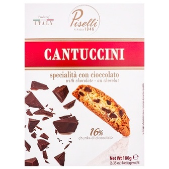 Печиво Piselli Кантуччини зі скибочками шоколаду 16% 180г