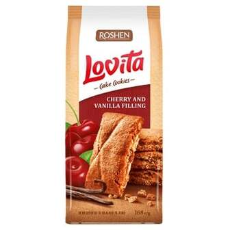 Печиво Roshen Lovita здобне з вишнево-ванільною начинкою 168г