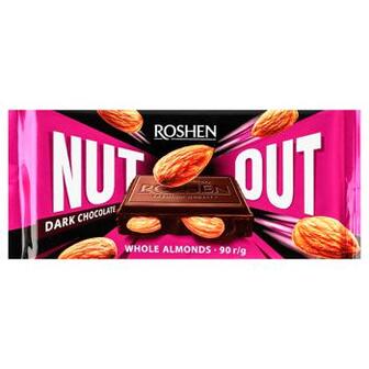Шоколад чорний Roshen Nut Out з цілим мигдалем 90г