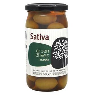 Оливки Sativa зелені цілі 370г