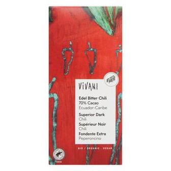 Шоколад чорний Vivani Bio Organic Vegan перець чілі какао 70% 100г