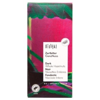 Шоколад чорний Vivani з цільною ліщиною органічний 100г