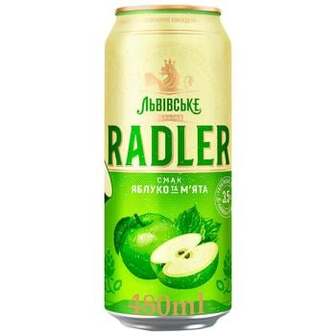 Пиво Львівське Radler Яблуко та м'ята 3,5% 0,48л