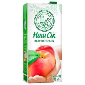 Сік Наш Сік яблучно-персиковий з мякоттю 1,93л