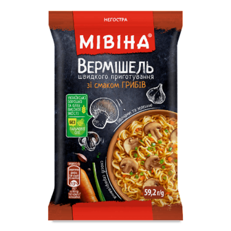 Вермішель «Мівіна» зі смаком грибів негостра 59,2г (59,2г)