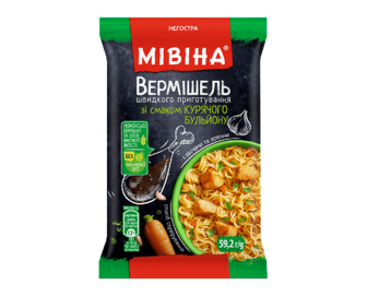 Вермішель «Мівіна» зі смаком курячого бульйону негостра, 59,2г (59,2г)