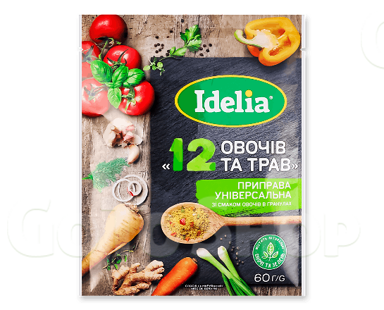 Приправа Idelia 12 овочів та трав універсальна, 60г