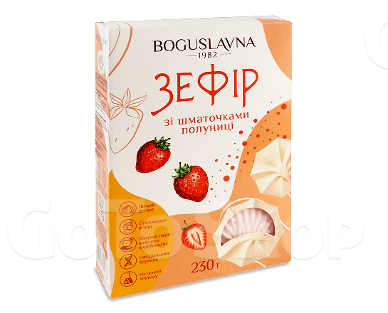 Зефір «Богуславна» зі шматочками полуниці, 230г