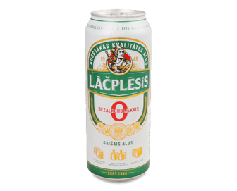 Пиво Lacplesis світле безалкогольне з/б, 0,5л