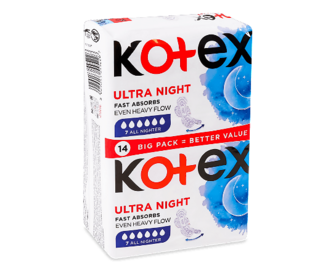 Прокладки гігієнічні Kotex Ultra Night, 14шт/уп