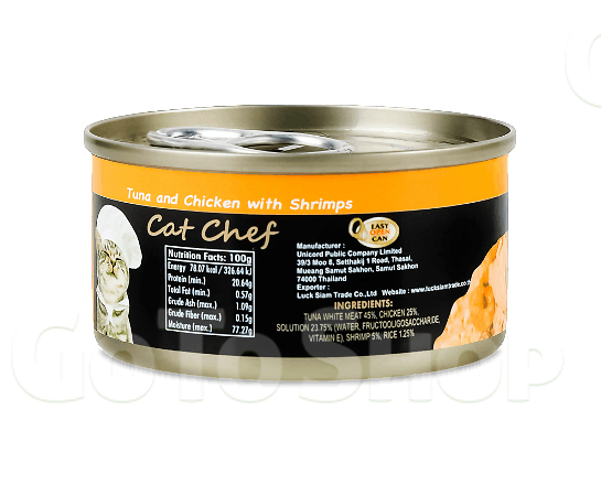 Корм для котів Cat Chef тунець-м&#039;ясо курки-креветки, 80г