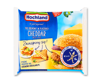 Сир плавлений Hochland «Чеддер» скибочками 40%, 130г