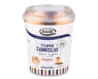 Морозиво Tonitto зі смаком тірамісу з кавовою начинкою, 500г