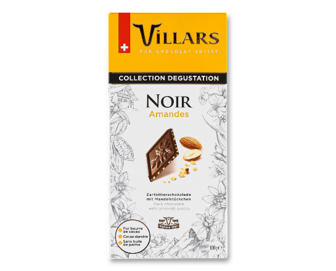 Шоколад чорний Villars з карамелізованим мигдалем, 100г