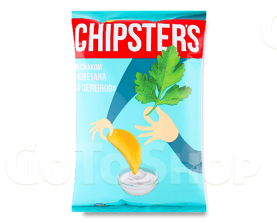 Чипси Flint Chipster&#039;s натуральні зі смаком сметани та зелені, 130г