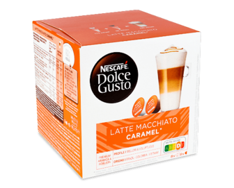 Напій кавовий Dolce Gusto Latte Macchiato Caramel 8 кавових + 8 молочних капсул, 145,6г