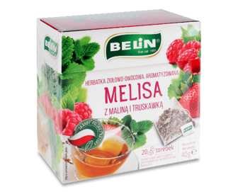 Чай фруктово-трав'яний Belin меліса з малиною та полуницею, 20*2г