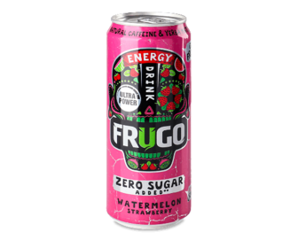 Напій енергетичний Frugo кавун-полуниця безалкогольний з/б, 0,33л