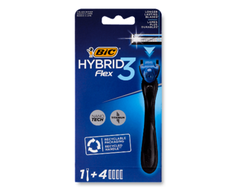 Бритва BIC Flex 3 Hybrid з 4 змінними касетами, шт