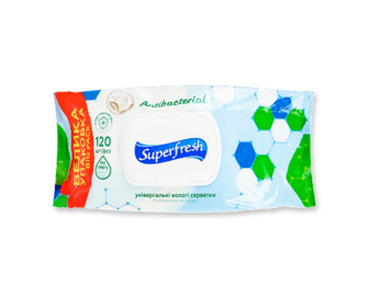 Серветки вологі Superfresh Antibacterial з клапаном, 120шт (120шт)