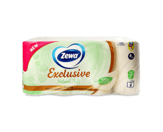 Папір туалетний Zewa Exclusive Natural soft 4-шаровий, 8шт