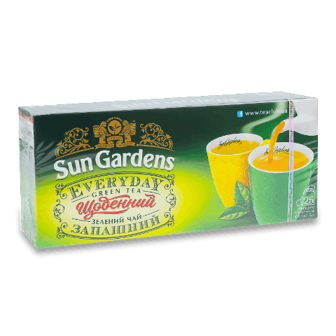 Чай зелений Sun Gardens «Щоденний запашний» дрібнолистовий 25*1,7г