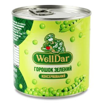 Горошок WellDar зелений консервований ключ з/б 420г