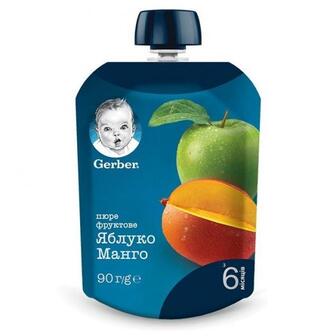 Пюре фруктове Gerber Яблуко і манго  вітамін 6+ 90г