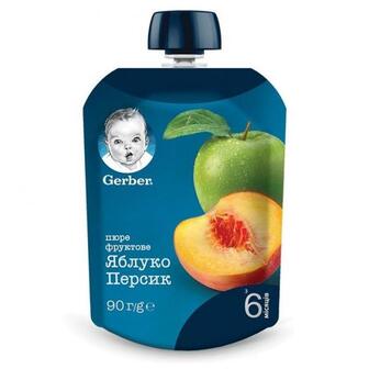 Пюре фруктове Gerber Яблуко і персик  вітамін 6+ 90г