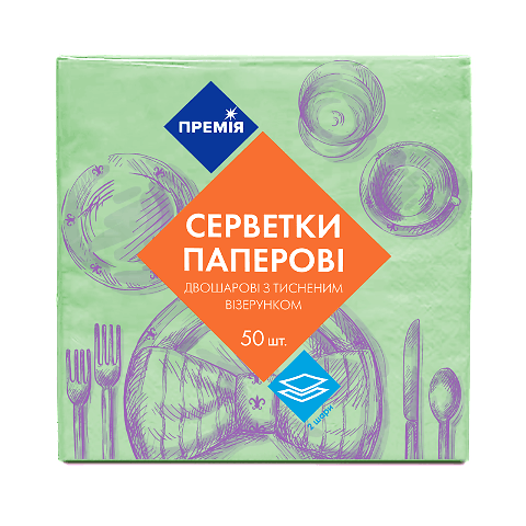 Серветки столові «Премія»® зелені 50шт/уп