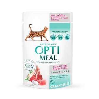 Корм для котів Optimeal з чутливим травленням ягня з індичкою в соусі 85г