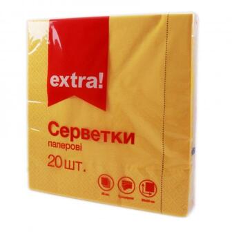 Серветки паперові Extra! жовті 20шт/уп