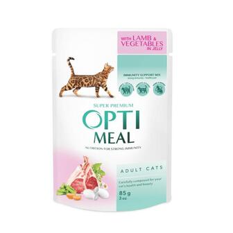 Корм для дорослих котів Optimeal ягня-овочі желе 85г