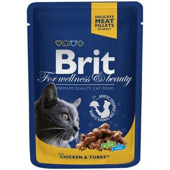 Корм для котів Brit Преміум з куркою і індичкою 100г
