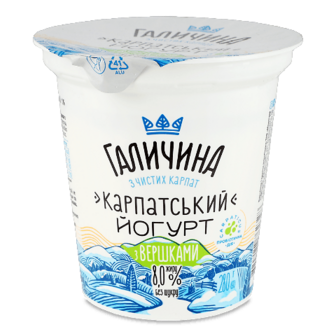Йогурт Галичина Карпатський з вершками 8% стакан 280г