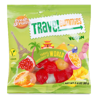 Цукерки Wawel Travel Gummies Vegan з фруктовим смаком 80г
