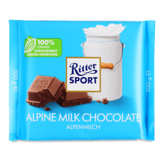 Шоколад молочний Ritter Sport з альпійським молоком 100г