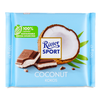 Шоколад молочний Ritter Sport з кокосово-молочним кремом 100г