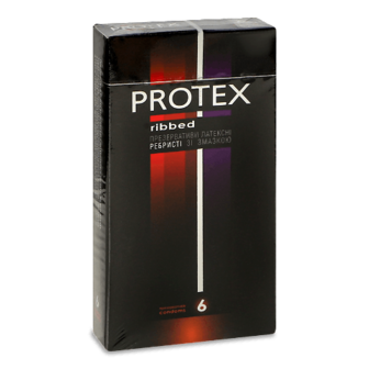 Презервативи Protex ребристі латексні зі змазкою 6шт/уп
