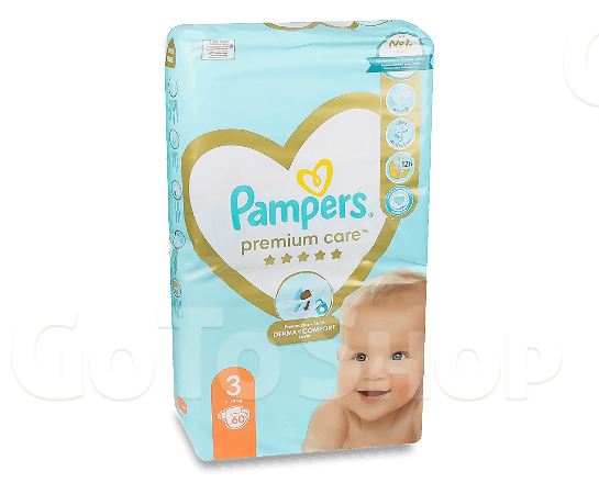 Підгузки Pampers Premium Care 3 (6-10 кг), 60шт/уп