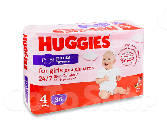 Підгузки-трусики для дівчаток Huggies Pants 4 (9-14 кг), 36шт