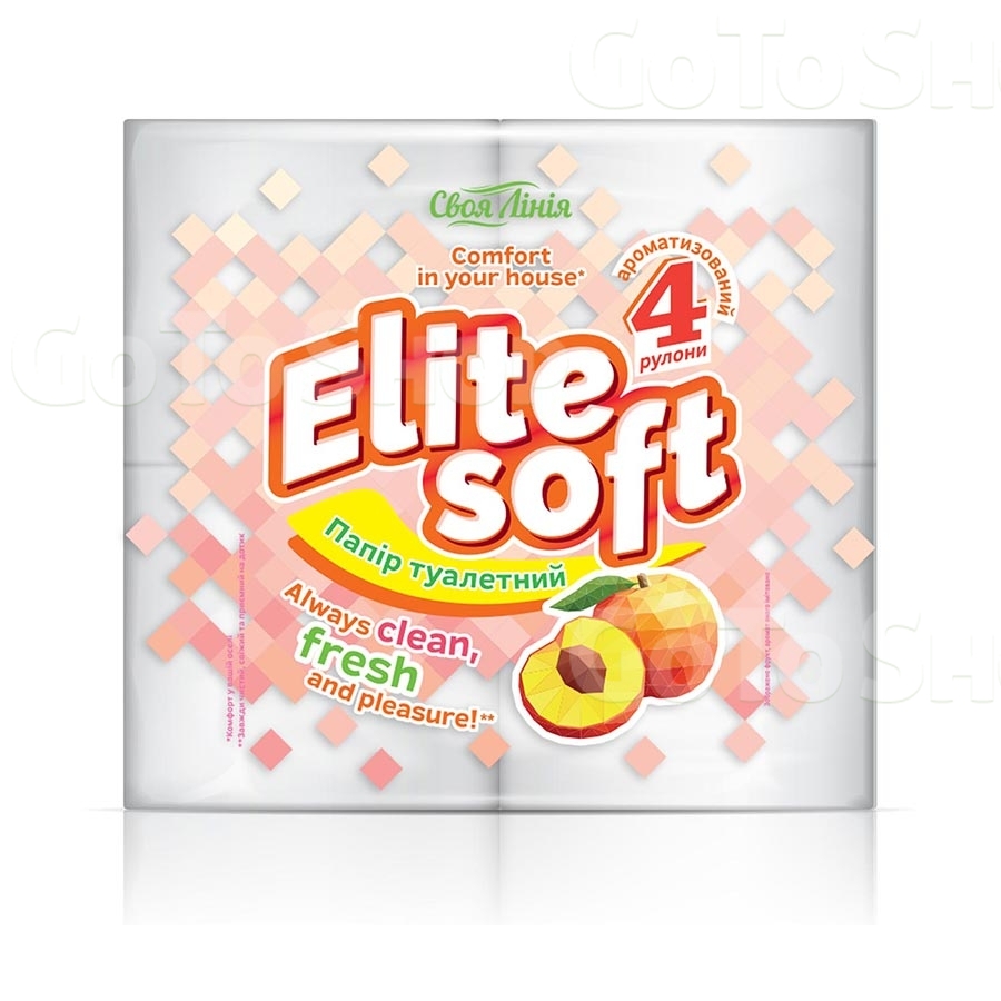 Папір туалетний 4 шт Своя Лінія Elite Soft ароматизований двошаровий з кольоровим тисненням 