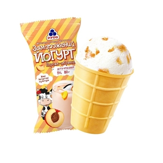 Морозиво вершкове 80 г Рудь йогуртове з підваркою "персик-абрикос" ваф/ст п/ет 
