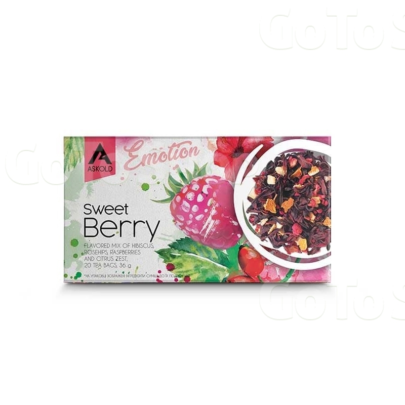 Чай (20ф/п х 1,8г) Askold Sweet Berry з каркаде, шипшини, малини, цедри ароматизована к/уп 