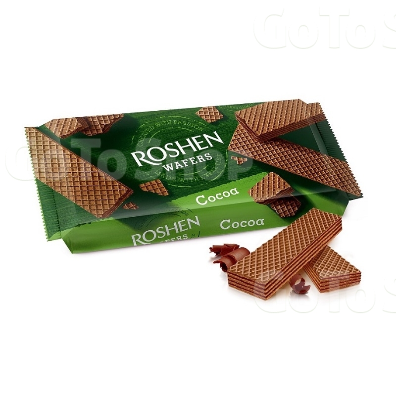 Вафлі 216 г Roshen Wafers какао 