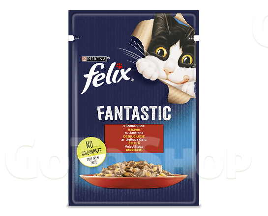 Корм для котів Felix Fantastic з яловичиною в желе 85г