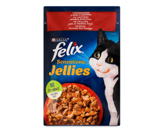 Корм для котів Felix Jellies Sensations з яловичиною в желе 85г