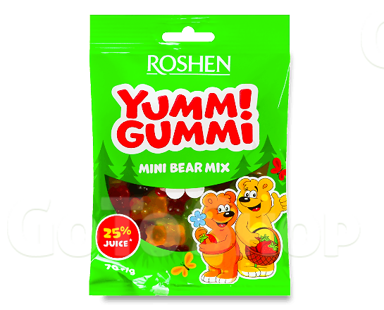 Цукерки Roshen Yummi Gummi Mini Bear Mix желейні 70г