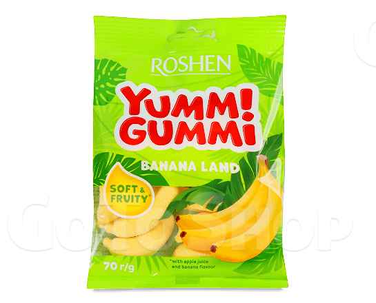 Цукерки Roshen Yummi Gummi Banana Land 70г