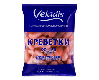 Креветки Veladis варено-морожені глазуровані 90-120 1кг